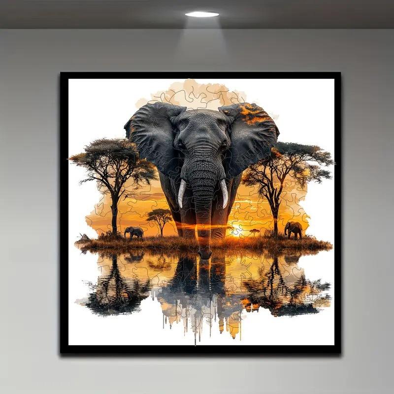 Wood Alien Puzzle Elephant Irregular Animal Puzzle Adult Children Hand-Eye Coordination Development Intelligence