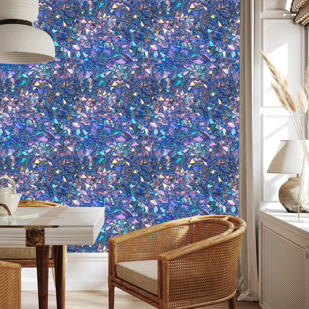 Iridescent glitter wallpaper blue, purple and turquoise 50x1000