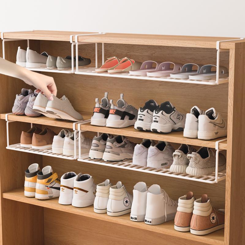 Foldable Space-Saving Shoe Rack with Dividers and Hanging Support