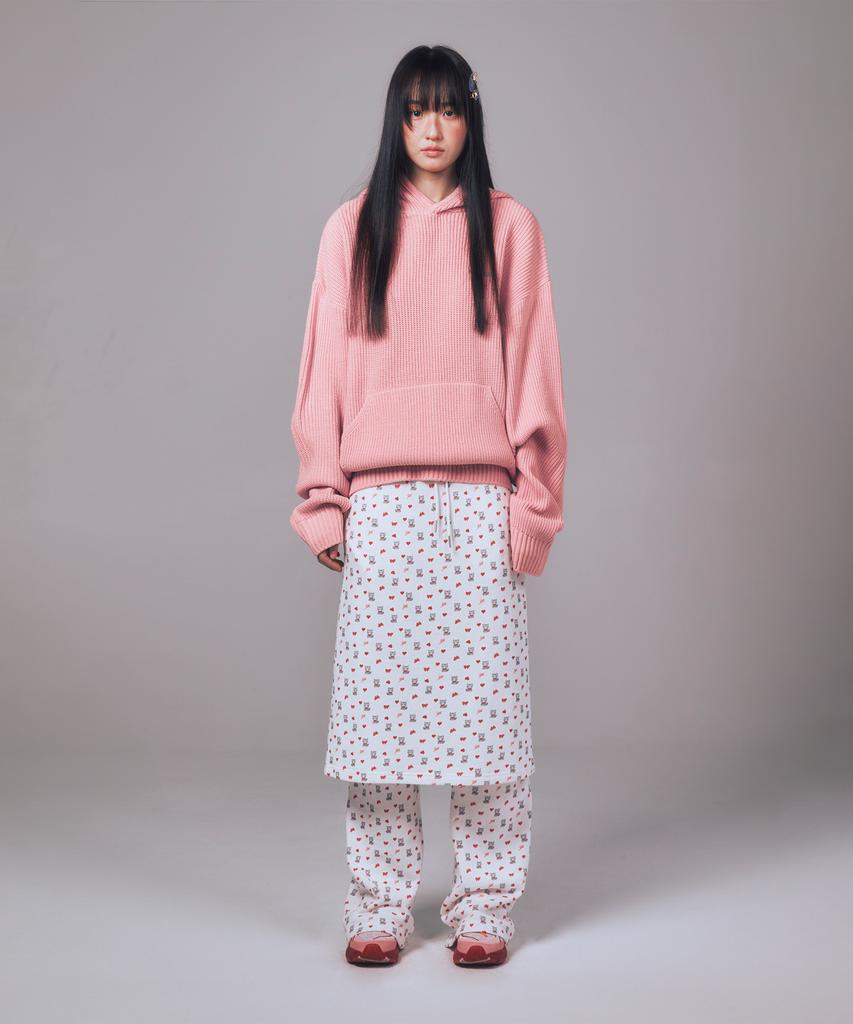 YOUHEE Star Knit Hoodie Pink