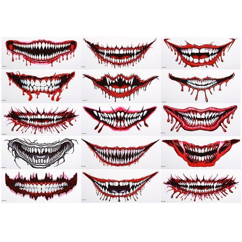 Halloween big mouth tattoo sticker party party fun makeup thriller DIY mouth makeup face sticker