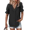 A New V-neck Short-sleeved Fleece Ball Loose and Flowing Top for Women's Summer