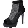 Mesh High Heels Women's Waterproof Table Fish Mouth Sandals Summer 2025 New Thin Heel Non-slip Hollow Roman Cool Boots