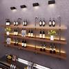 Industrial Wall-Mounted Luminous Shelves: Retro Bookshelf & Wine Rack for Restaurants or Bars