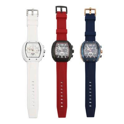 Men Multifunctional Quartz Watch Large Dial Silicone Strap Water Resistant Wristwatch Quartz Watch W