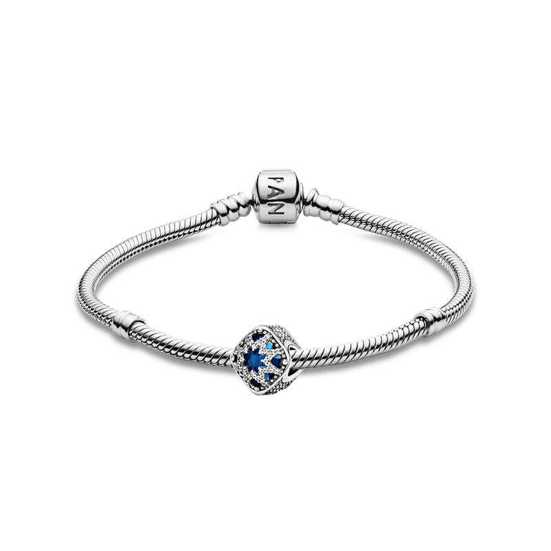Pandora Ice crystal frost flower set 925 silver glass synthetic cubic zirconia bracelet men and women same style couple model ZT24092219A серебряный