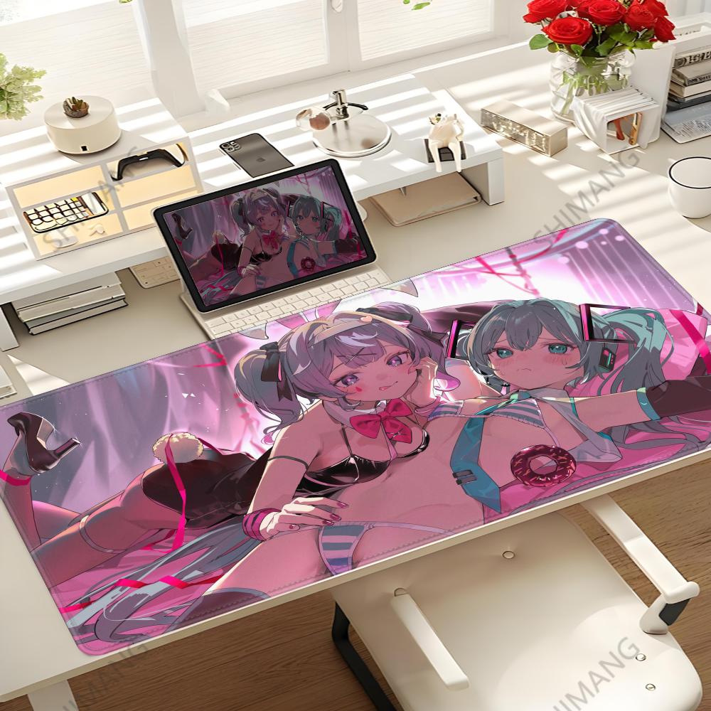 Cute Kawaii Rabbit Hole Antislip Rubber Mouse Pad Miku Large Gamers Decoracion Extended Mause Desktop Mats With Lock Edge