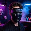 Verstellbare Maske Halloween Geometrische Maske, Polygonal Cool Party mit Netzaugen, Einzigartiges Kostüm Schwarz Weiß Cosplay für Maskerade, Zubehör Scharfe Kante
