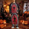 Men's Halloween Pajama Set Long Sleeve Long Pants with Crotch Buttons and Elastic Drawstring Waist