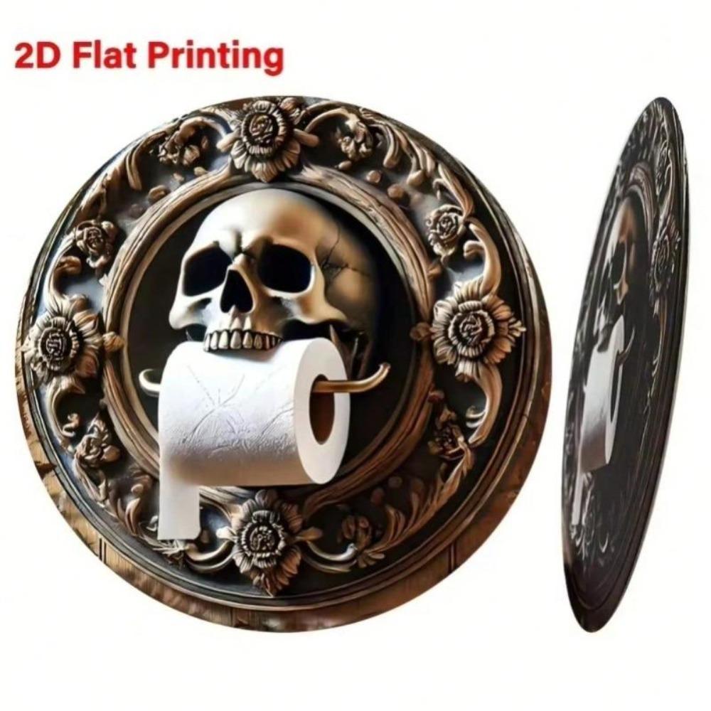 Vintage Baroque Skeleton Toilet Paper Metal Wall Art Home Bar Decor Iron Sign