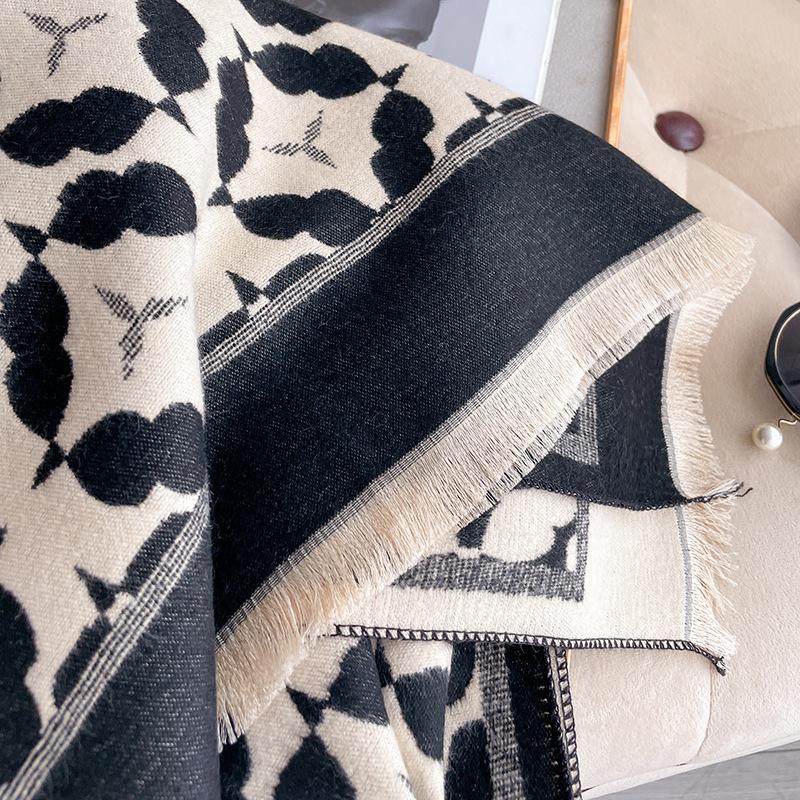 Travel imitation cashmere scarf women's winter high-end double-sided dual-purpose large shawl versatile thickened warm scarf tide