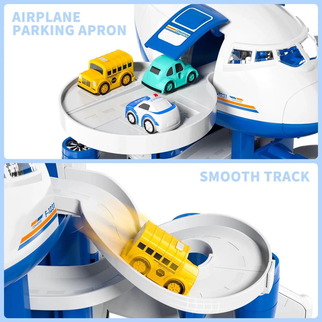 Simulation Deformed Airplane Transformion Aircraft Rail Car With Ligjhts And Sound Effect Storage Vehicle Children Toys Boy Gift
