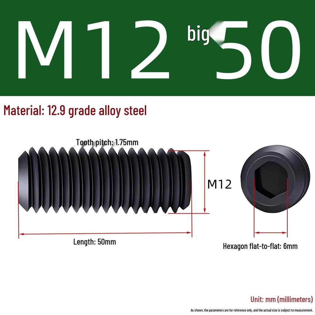 Grade 12.9 Hex Socket Headless Set Screw (M3-M16)