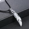 Rinhoo Herren Punk Dragon Flame Titan Edelstahl Coole Lederkette Anhänger Halskette Herren Charm Halskette Schmuck
