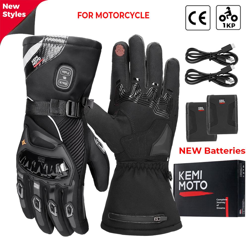 

KEMIMOTO Electric Heated Gloves Winter Skiing Gloves Touch Screen Motorcycle Gloves Waterproof Rechargeable Heating Thermal L