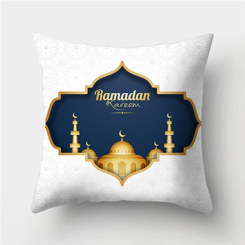 Islamischer Eid Mubarak-Kissenbezug für Zuhause, Ramadan-Dekor, Baumwolle, Sofa, Moschee, muslimisches Dekor, Kissenbezug, 45 x 45 cm