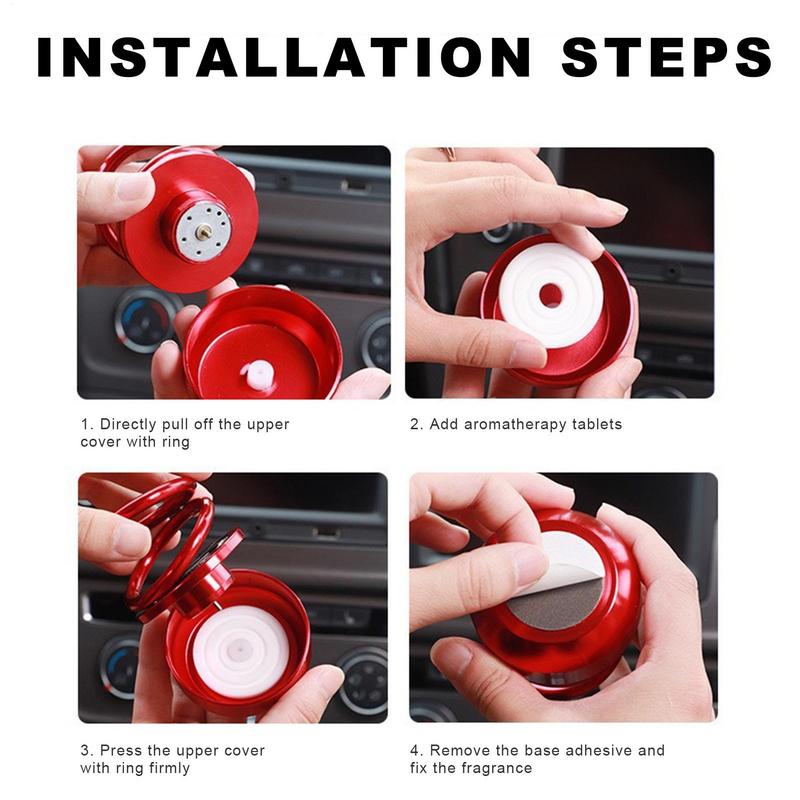 Car Aromatherapy Decoration Solar Rotating Air Freshener Double Ring Suspension Creative Ornament Car Interior Accessories