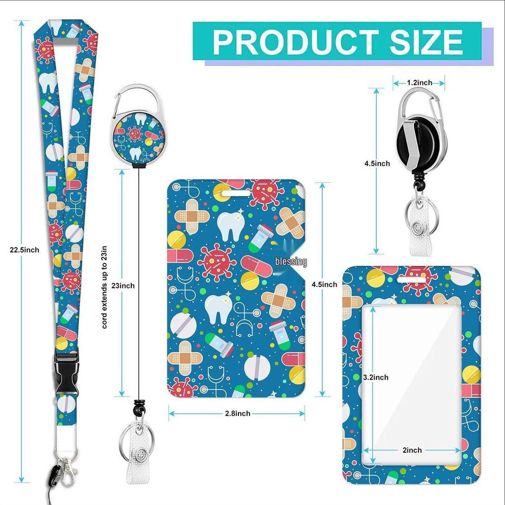 Zinc Alloy Retractable Badge Reel & Epoxy Lanyard ID Holder Set