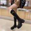British Style Maillard Knight Boots Women's Tall Tube 2025 Autumn and Winter New Thick-soled Small Velvet Metal Boots