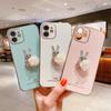 Electroplated Rabbit iPhone Case with Rhinestones - Fits iPhone 7/11/12/13/14 Pro and More