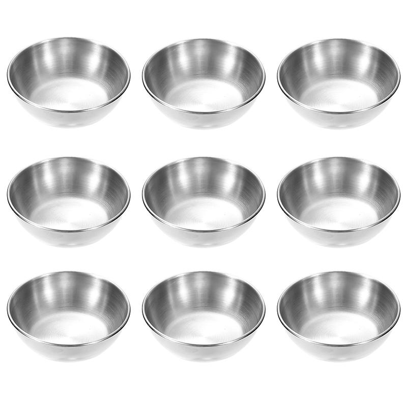 Metal Sauce Bowls Round Stainless Steel Seasoning Dishes Small Sushi Dipping Bowls Prep Appetizer Plates for Kitchen