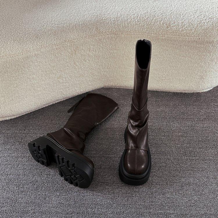 Thick-soled Boots Children's 2025 New Autumn and Winter Thin High Boots V-port Trouser Boots Stacking Boots Knight Boots