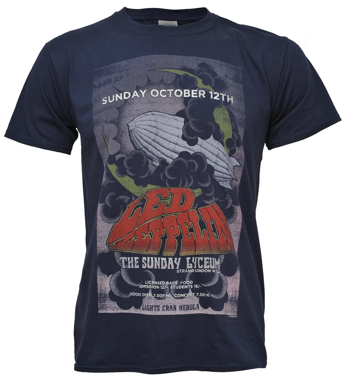 

Official Led Zeppelin T Shirt Concert Flyer London 1969 Live Blue New L XL 2XL