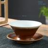 Coffee cup handmade Japanese retro figured cup rough pottery kiln change ceramic mug saucer tea mug coffee cups set  teacup