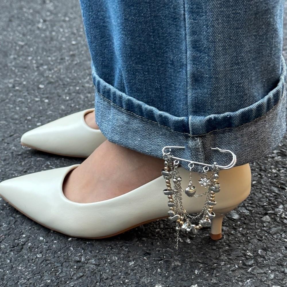 Broche Amovible à Chaîne Perles Boucle de Ceinture Élégante Broche Décorative à Franges pour Pantalon Bijoux Femme