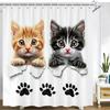 Creative and interesting cat Shower Curtain Printed Fabric Cartoon lovely Cat Bathroom Curtain Bathtub Home Decoration Curtain