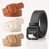 Elegant Ladies Faux Leather Belt With Geometric Buckle For Chic Sophisticated Look