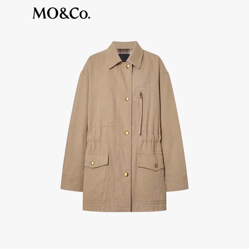 MO&Co. Women's Distressed Safari Waist-Cinching Jacket
