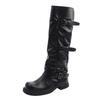 Vintage thick heel mid-height boots western cowboy stack boots knight boots early autumn martin boots women's boots