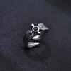 Retro Black Zircon Feather Adjustable Open Ring for Men Silver-plated Copper Gothic Punk Edgy Jewelry Niche Accessories Gift