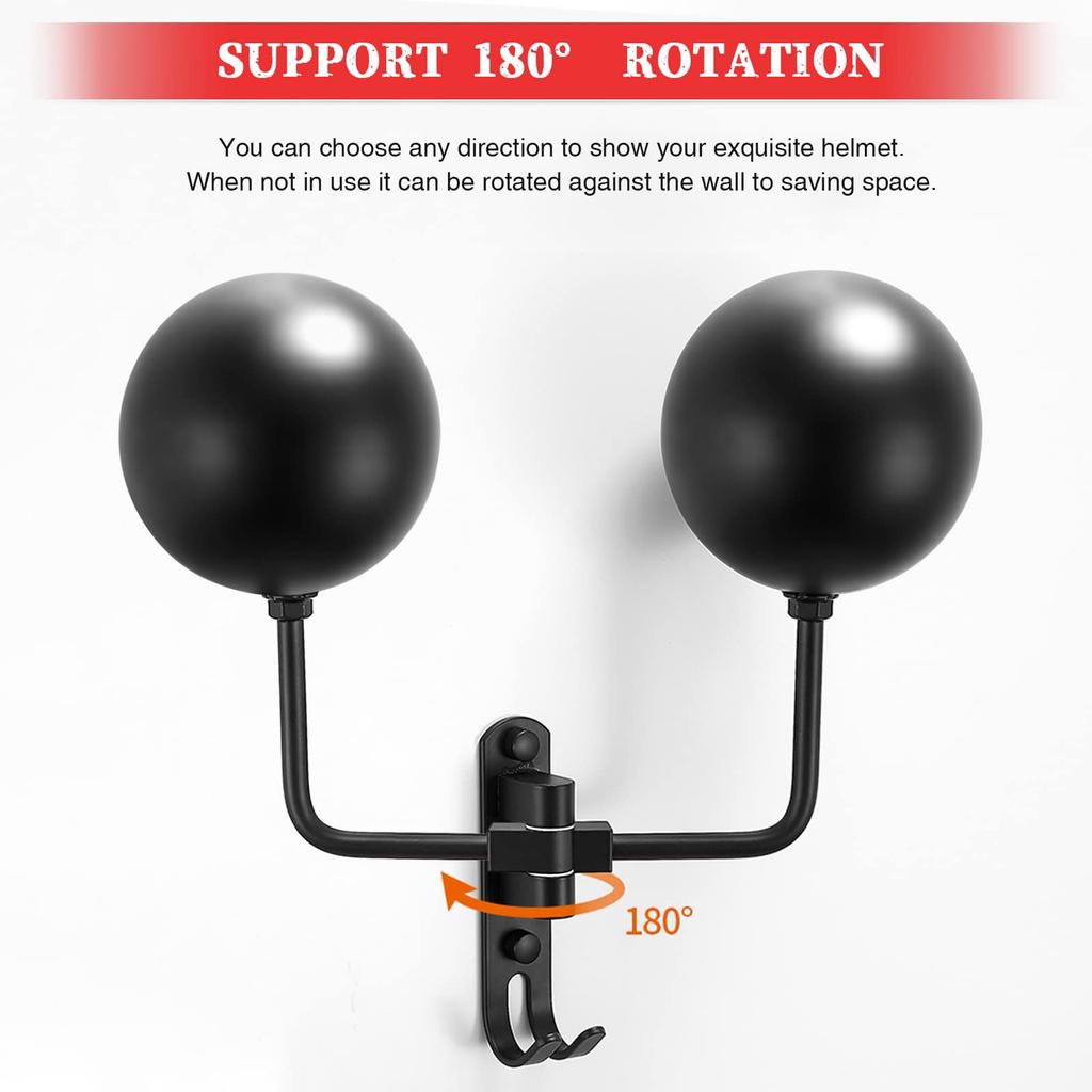 Motorcycle Accessories Wall-mounted Metal Motorcycle Helmet Holder With Hooks 180° Rotation Helmet Racks for Hat Cap Sportswear
