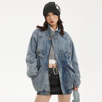 2023 Damen Jeansjacke mit lockerem Schnitt: Unisex Workwear-Stil für den Frühling