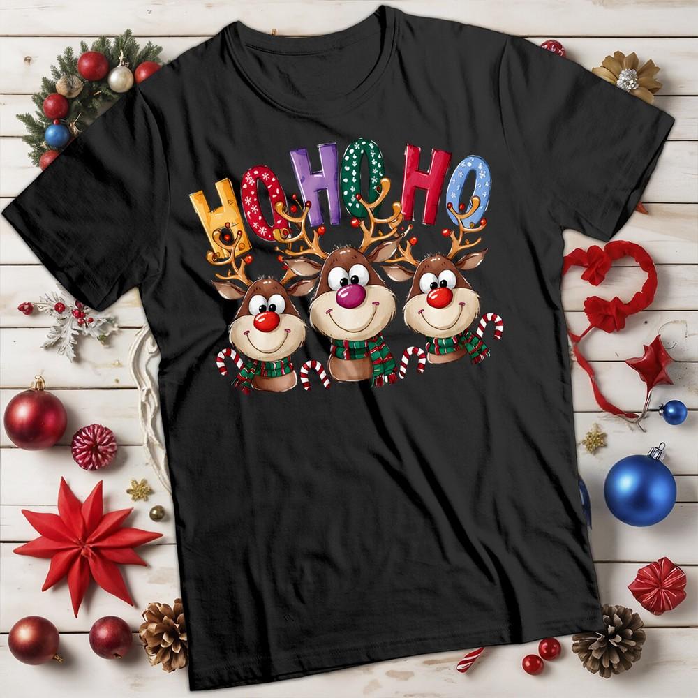 

Рождественские футболки с оленями Смешные Уродливые ХОХОХО Мужские и Женские Футболки #MC XL