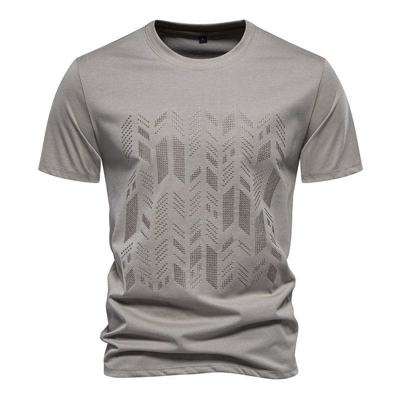 Men's Casual Loose T-shirt Crew Neck Short Sleeve Embroider Print T-shirt for Male Summer Breathable Lightweight Soft Shirt Work Vacation Pullover Top