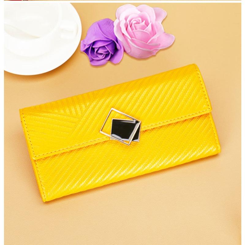 Women's long leather wallet with large capacity and genuine leather