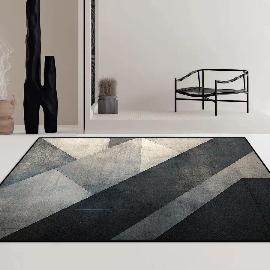 Modern Geometric Living Room Carpet Minimalism Decoration Lounge Coffee Tables Easy Clean Floor Mat Bedroom Non-slip Soft Rug