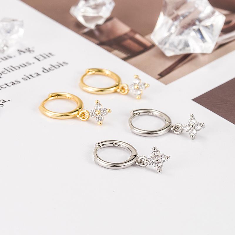 925 Silbernadel Zirkon Blume Creolen Für Frauen Schmuckgeschenke