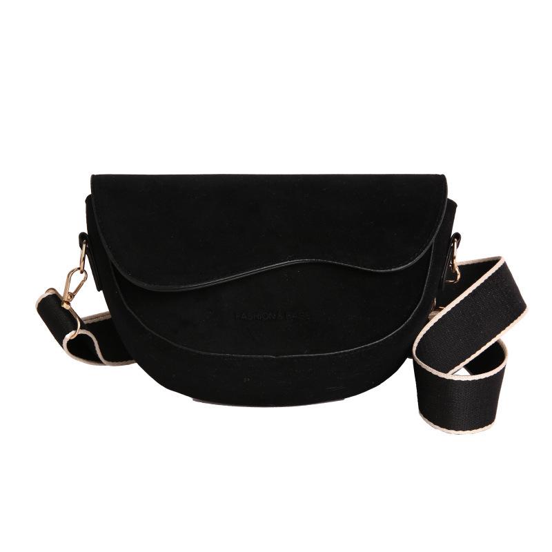 Korean Style Women's Wide Strap Crossbody Saddle Bag - Retro Chic