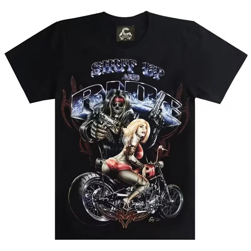 

Skull skull motorcycle sexy women short sleeve T-shirt shirt polyester 4XL