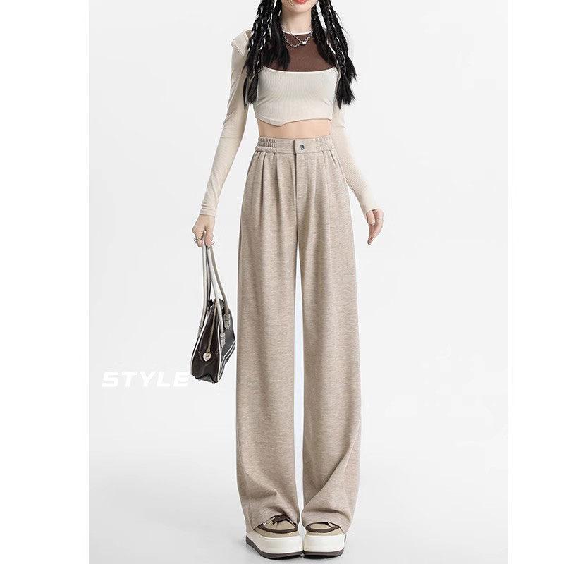 

Брюки свободного покроя с грушевидной фигурой, женские, больших размеров, весна и осень, с высокой талией, драпированные, повседневные, ленивые, ветреные, повседневные, трендовые брюки 2XL пшеничный