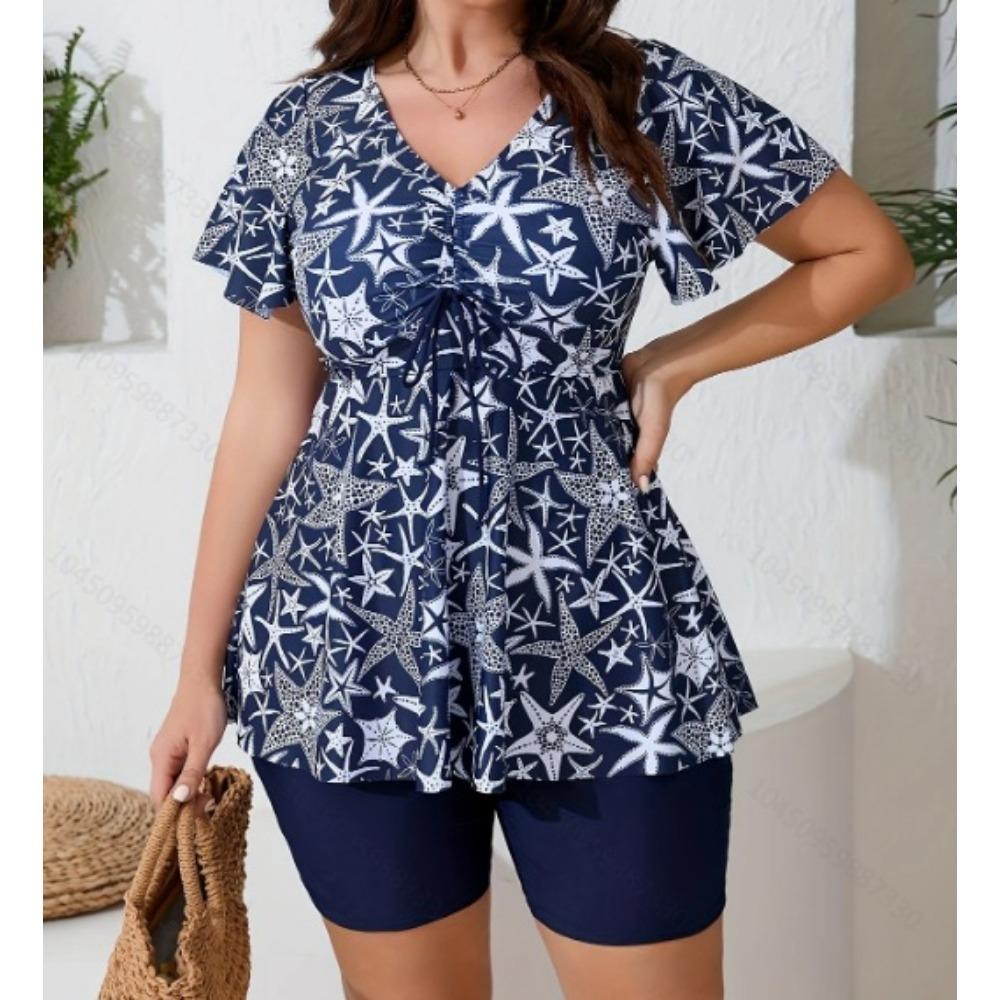 

Женские брюки танкини Plus, женский раздельный купальник 4XL тёмно-синий