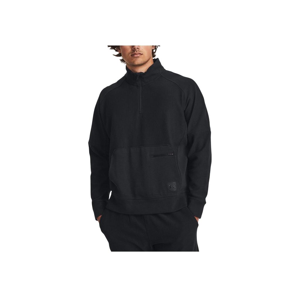 Under Armour Solid Color Mock Neck Pullover Long Sleeve Sweatshirt Men Sweatshirt Black 1382115-001