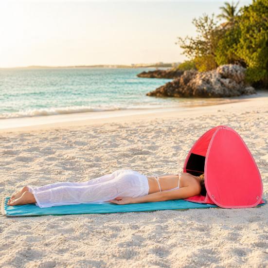 Mini Tenda Pop-up de Cabeça, Toldo Instantâneo Automático de Sombra Solar, Tenda Portátil de Abrigo Solar para Praia, Campismo, Pesca, Caminhada, Piquenique