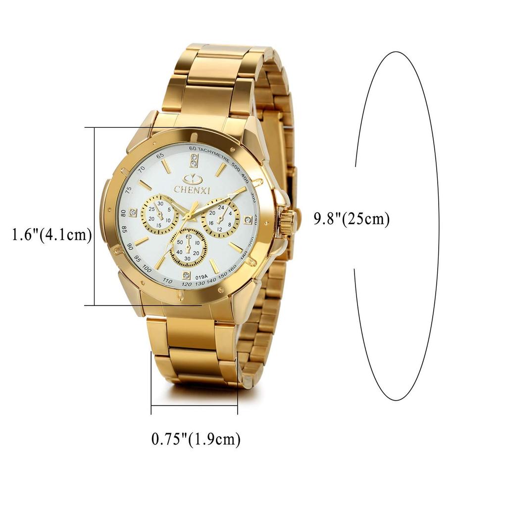 JewelryWe Gold Watch with Stainless Steel Popular Analog Fashion Gold and Perfect for and Casual Perfect Gift Men's Strap, Watch, White, Formal,