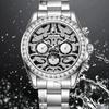 Dulunwe Moon Phases Calendar Display Watch Waterproof Stainless Steel Gold Wristwatch Luxury Unique Men's Automatic Mechanical Watches