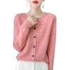 Spring and Autumn's New Wool Cardigan Women's Round-neck Sweater Coat